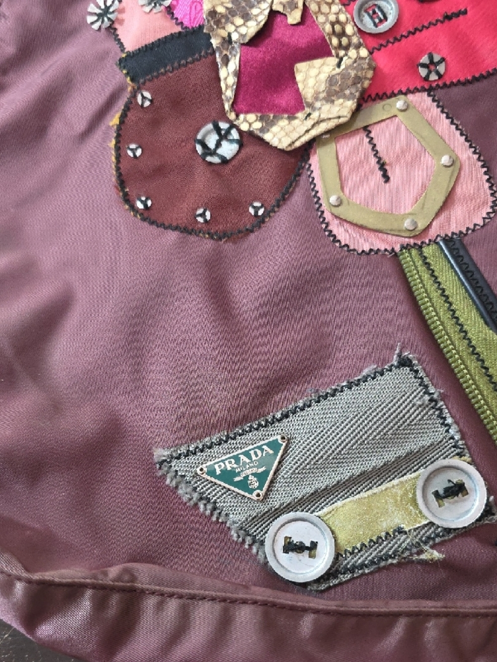 Prada Mauve Patchwork Floral Shoulder Bag - Picture 2 of 5